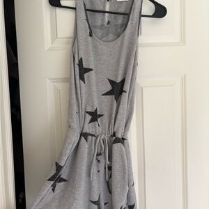 Pink Lily Gray Star Print Romper